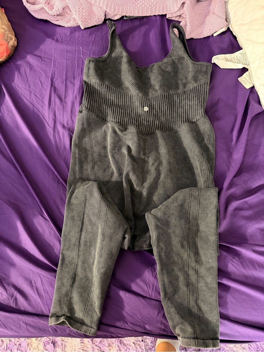 Gray Seamless Textured Jumpsuit - Picture 2 of 2